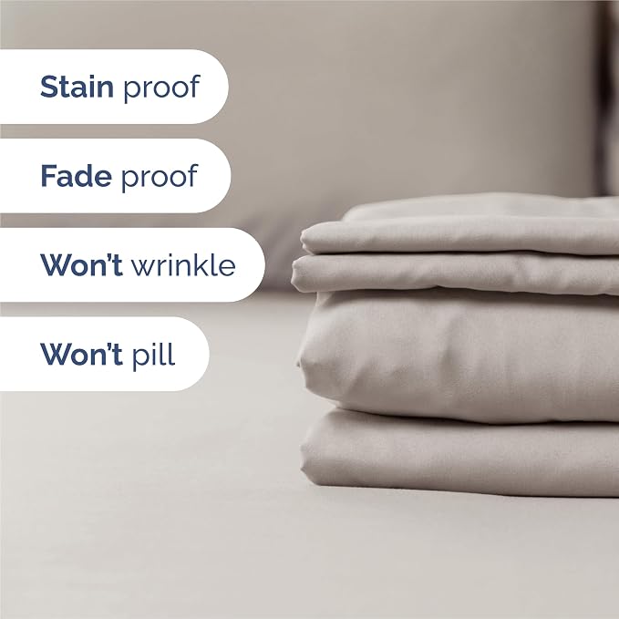 Split King 7 Piece Bed Sheet Set - Comfy, Breathable & Cooling - Light Grey | Ultra-Soft Hotel Luxury Bedding Set w/ 8-16 Inch Deep Pockets, 1 Flat & 2 Fitted Sheet & 4 Pillowcases, Wrinkle & Fade Free