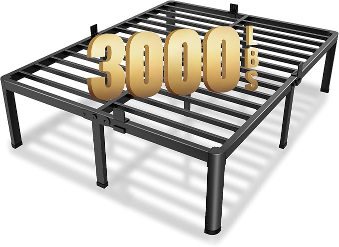 MAF 14 Inch King Metal Platform Bed Frame with Round Corner Legs | Mattress Baffle, 3000 LBS Heavy Duty Steel Slat Support, Noise Free, No Box Spring Needed, Easy Assembly, 12.4" Storage Space