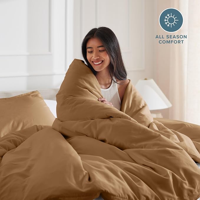 Bare Home Duvet Cover Set 1800 Ultra-Soft (Twin/Twin XL, Caramel) | Lightweight, Cooling, Breathable, Premium 1800 Ultra-Soft, All-Season