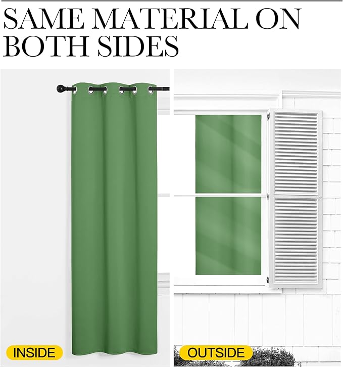 NICETOWN Forest Green Blackout Curtains, 2 Panels, 42" x 48" | Thermal Insulated Decoration Drapes for Laundry Room Short Window