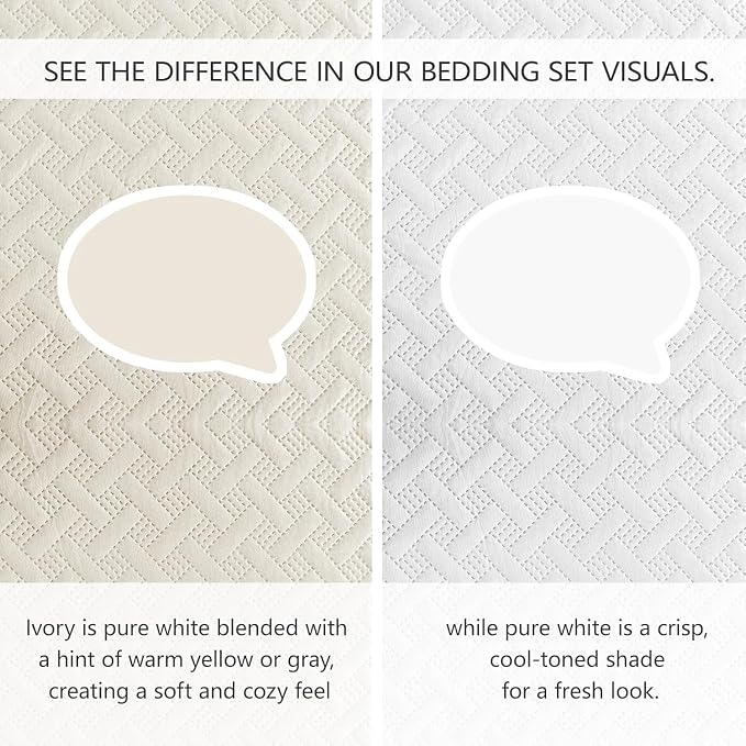 FLYMME Quilts Queen Size,Lightweight Cream Bedspreads,Basket Weave Pattern,Ultra Soft Microfiber Bed Coverlet 3 Pieces for All-Seasons (1 Quilt,2 Pillow Shams)