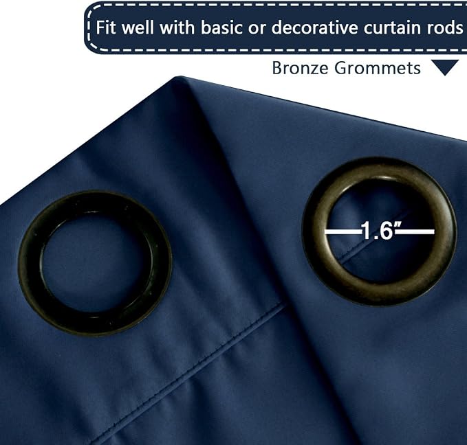 H.VERSAILTEX Blackout Patio Curtains 100 x 108 Inches for Sliding Door Extral Wide Blackout Curtain Panels Thermal Insulated Room Divider - Grommet Top, 9' Tall by 8.5' Wide - Navy Blue