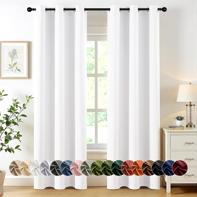 MIULEE Blackout Curtains for Bedroom 2 Panels 40 x 84 Inch Long Pure White | Thermal Insulated, Living Room Darkening Grommet Drapes, Noise Reducing, Light Blocking Window Treatments