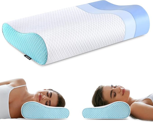 Memory Foam Pillows Neck Pillow Bed Pillow for Sleeping Ergonomic Cervical Contour Pillow for Side Back Stomach Sleeper for Neck and Shoulder Pain