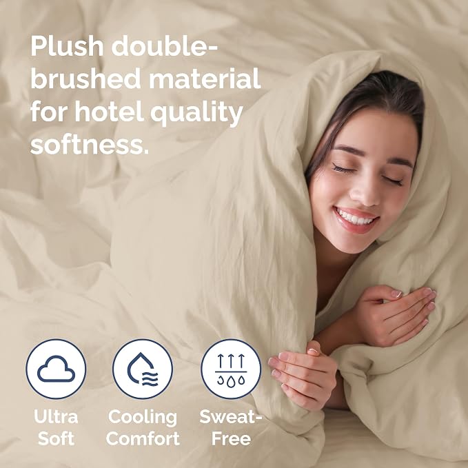 Duvet Cover King Size - Extra Soft 3 Piece with Zipper Closure - Wheat | Extra Soft, Breathable, King Duvet Cover 104" x 90" with 2 Pillow Shams, Zipper Closures & Ties, Women, Men, Kids & Teens