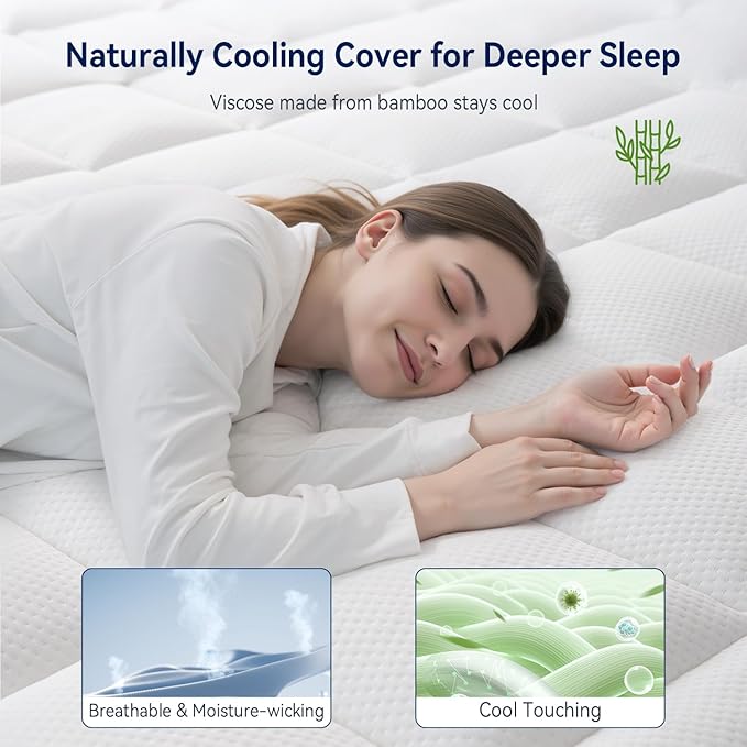 ELEMUSE RV Short Queen 3 Inch Dual Layer Memory Foam Mattress Topper | 2 Inch Cooling Gel Memory Foam and 1 Inch Soft Pillow Top Mattress Pad for Back Pain Relief,60"x75"