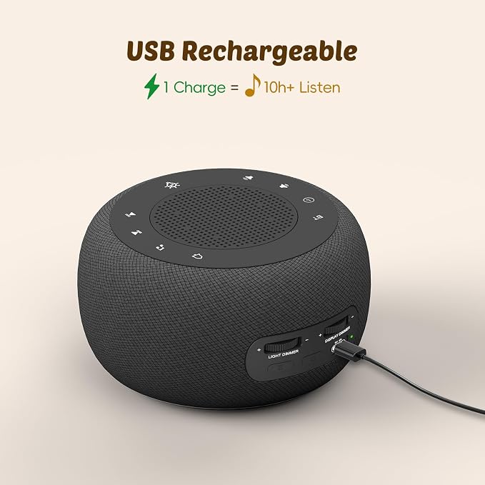 Buffbee Pro 2nd Gen| Sound Machine, Alarm Clock with Bluetooth Speaker | Upgraded Rechargeable Battery, White Noise Machine with 25 Sleep Sounds, Portable for Travel & Bedroom