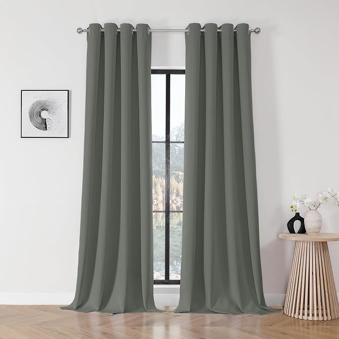 Joydeco Blackout Curtains 108 Inch Length 2 Panels Set, Thermal Insulated Long Curtains& Drapes 2 Burg, Room Darkening Grommet Drapes for Bedroom Living Room Window(Sage Green, W52 x L108 Inch)