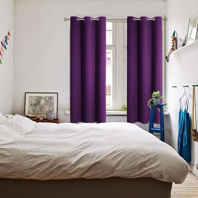 BGment Purple Blackout Curtains for Bedroom 72 Inch Long - 2 Panels | Grommet Top, Black Out, Room Darkening, Sunblock, Thermal Insulated, Window Drapes for Kids Boys Room, 42x72 Inch