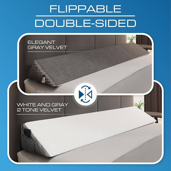 Kolbs Bed Wedge Pillow for Headboard | Modern Stylish Pillow to Fill Gap Between Headboard and Mattress | Bed Gap Filler (Queen Headboard Wedge Pillow - 60")