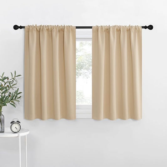 NICETOWN Biscotti Beige Blackout Curtains for Window 42" w x 36" L 2 Panels | Room Darkening Home Decoration Light & Noise Reducing Thermal Insulated Draperies with Rod Pocket Top, Light Blocking Decor