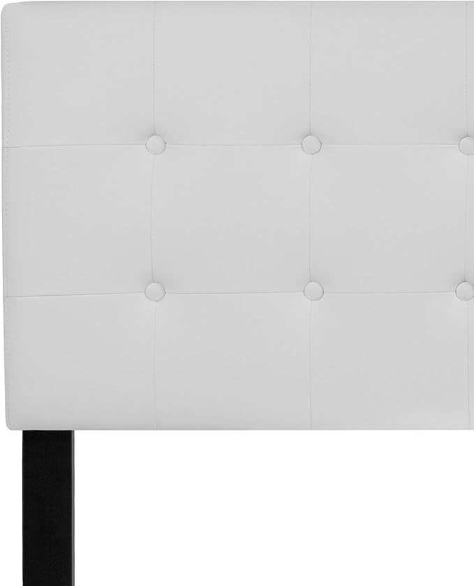 Flash Furniture Queen Tufted Vinyl Headboard, White | Adjustable Height, Easy Install, Bedroom Decor