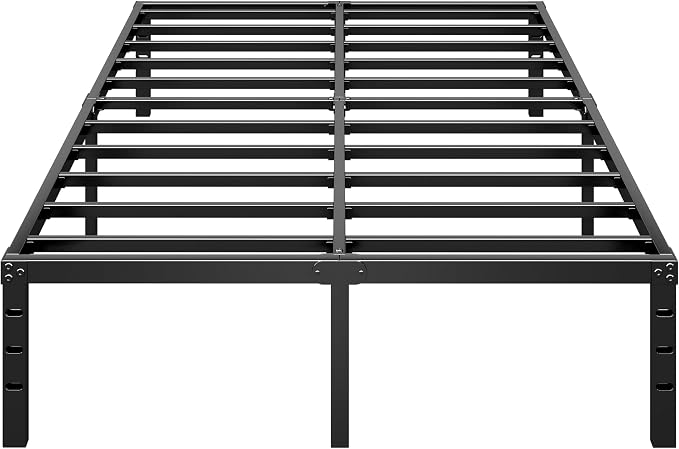 HLIPHA Metal Platform Bed Frame 14 Inch Tall,No Box Spring Needed,Queen Size Bed with Heavy Duty Strong Support Slats,Easy to Assemble,Black
