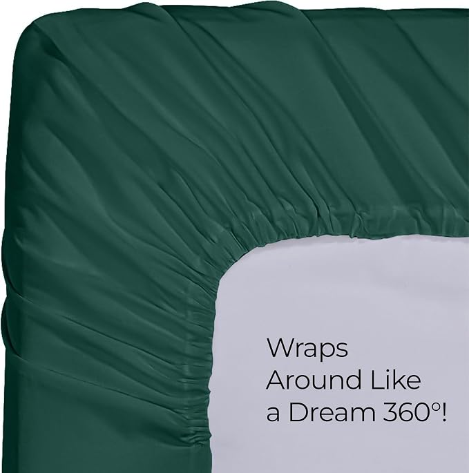 Twin Fitted Sheet, Ultra Soft Fits Up to 16 Inch Deep Pocket, Emerald | Hotel Comfort, Cooling & Breathable Cotton like Polyester, Easy Fit, Wrinkle & Fade Resistant, Snug Fit, Easy Care, Oeko-Tex