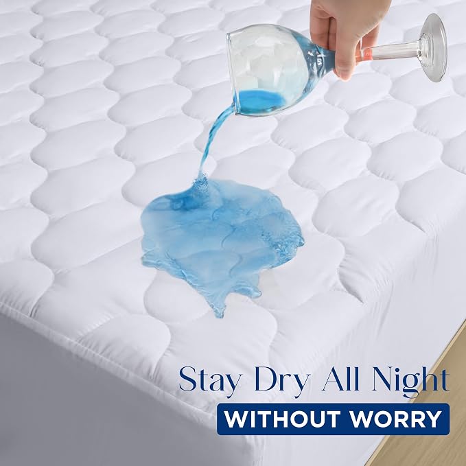 Utopia Bedding Waterproof Mattress Protector, Twin Mattress Pad, Quilted Fitted Cover Stretches up to 16 Inches Deep (White) | Deep Pockets fits upto 16" Deep, 100% Waterproof Mattress Cover Soft Breathable & Noiseless Mattress Topper by Utopia Bedding