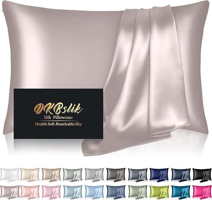 Mulberry Silk Pillow Cases Queen Size, Silk Pillowcase for Hair and Skin, Both Sides Natural Silk Satin Pillowcase for Sleeping Women with Zipper, Gifts for Women Men, Taupe