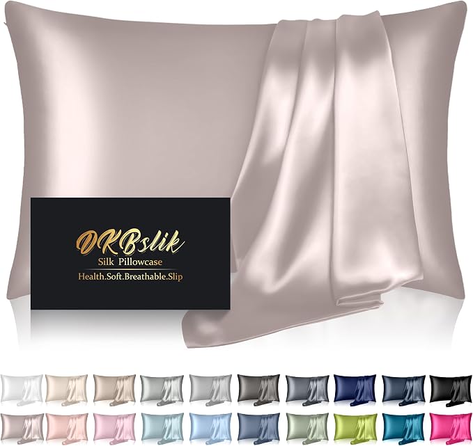 Mulberry Silk Pillow Cases Standard Size, Silk Pillowcase for Hair and Skin, Both Sides Natural Silk Satin Pillowcase for Sleeping Women with Zipper, Gifts for Women Men, Taupe