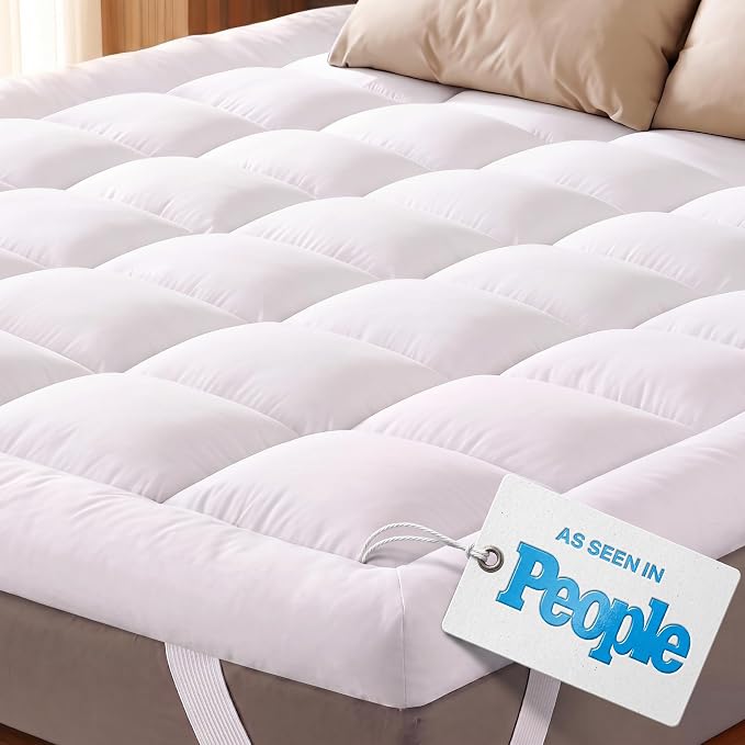 Ultra Soft & Cooling Mattress Topper - King Size | Cloud-Like Mattress Pad, Full Back Support, Breathable, Perfect for Hot Sleepers, White