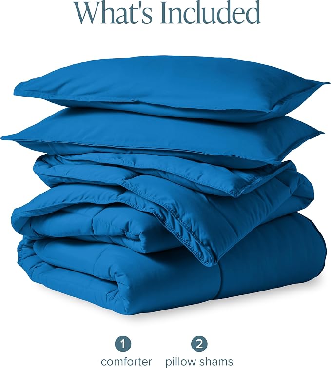 Bare Home Full Comforter Set - 1800 Ultra Soft (Full, Medium Blue) | All-Season, Breathable, Hypoallergenic, Premium 1800, Warm, Cozy
