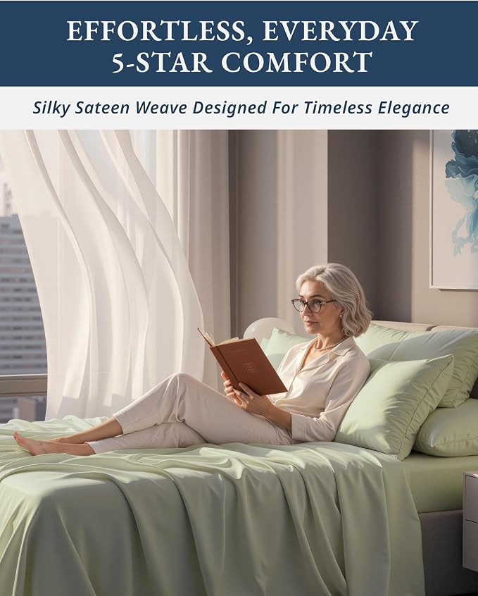 LANE LINEN Extra Long Twin Sheets 100% Egyptian Cotton Sateen - Mineral | Twin Bed Sheets Cotton - 3-Piece Set, Ideal For Dorms And Guest Beds, For A Luxurious Night's Sleep, Luxe Sheen,