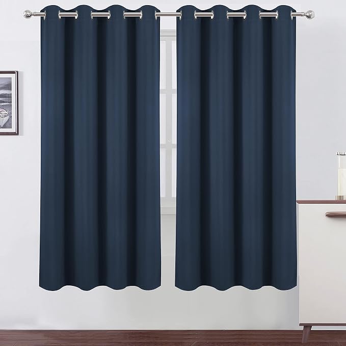 Navy Blue Blackout Curtains/52 x 72 Inch/Set of 2 Panels Room Darkening Curtains for Bedroom