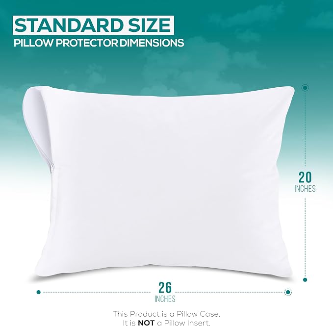 Set of 8 Pillow Protectors with Zipper Standard Size, Pillow Covers | Ultra Soft Pillow Encasements, Bed Bug & Dust Mite Proof, Moisture Wicking and Waterproof Pillow Cases by Utopia Bedding