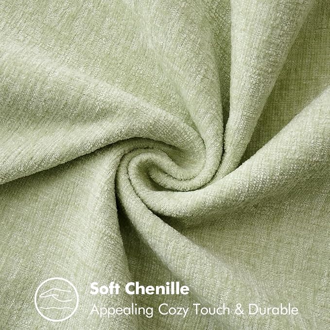 MIULEE Decorative Lumbar Throw Pillow Covers 12x20 Inch Light Green 2 Pack | Farmhouse Pillow Covers with Stitched Edge, Soft Chenille Cushion Cases, for Couch Sofa Bed Living Room Home Decor