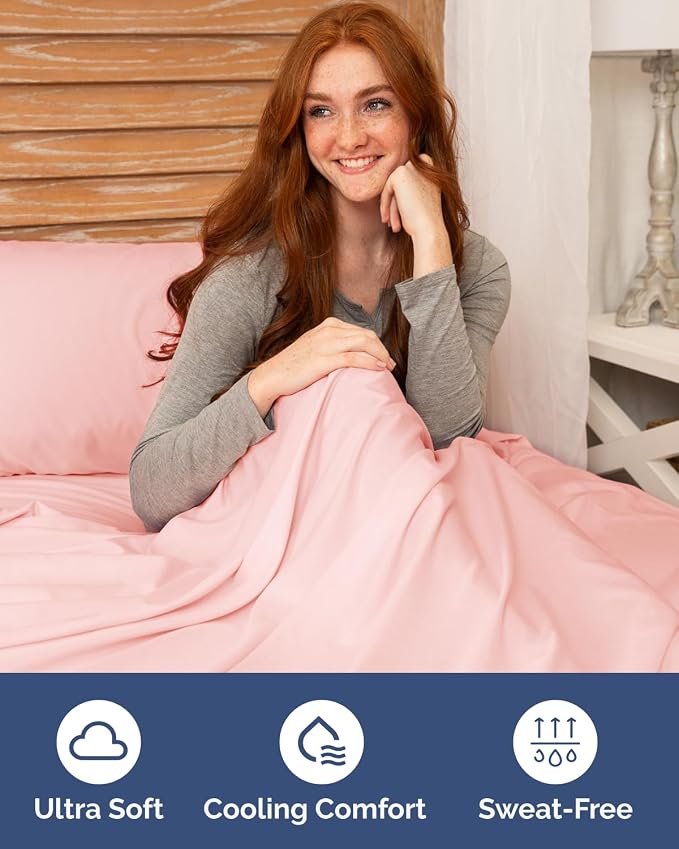 2 Pack Extra Deep Full Fitted Sheets with Extra Deep Pockets - Baby Pink | Hotel Luxury Bottom Fitted Sheets Only, Soft, Fade & Wrinkle Free, Breathable & Comfy, All Around Elastic Fitted Sheets