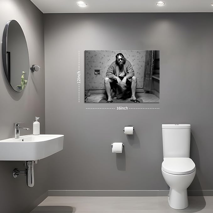 Funny Bathroom Wall Decor for Room Aesthetics - 90s Movie Posters Black and White Wall Art, Toilet Humour Amusing Cool Wall Art Funny Bathroom Signs 12X16 in