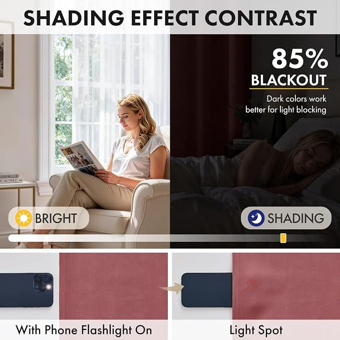 MIULEE 4 Panel Set Short Bedroom Blackout Curtains 54 Inch Long Dusty Rose | Thermal Curtains for Summer Heat, Light Blocking Privacy Window Drapes, Top&Bottom Rod Pocket