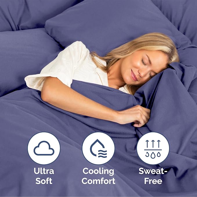 Queen Size 4 Piece Sheet Set - Soft & Cooling Bed Sheets - Twilight Purple | Fits 8 Inch to 16 inch Mattress, Wrinkle Free & Fade Resistant with Deep Pockets, Breathable, Comfy Hotel Luxury Bedding