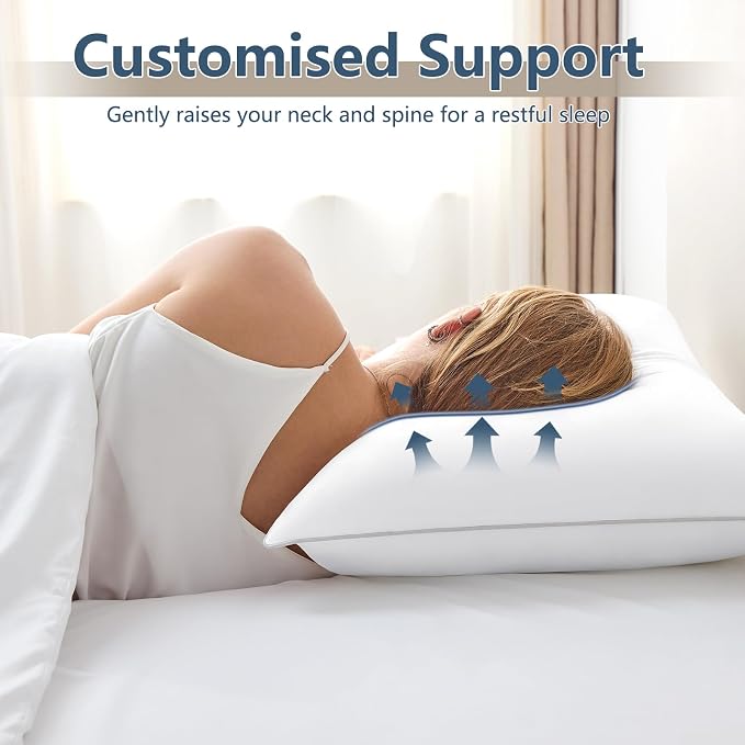 CozyLux Soft Supportive Bed Pillows for Side and Back Sleepers, Oeko-Tex Certified Down Alternative Filling, Hotel Quality Fluffy Sleeping Pillow, White, King - 19" x 34", 4 Pack