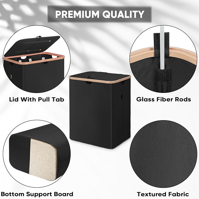 BALEINE 140L Laundry Hamper with Lid, Large Laundry Basket Bin | Large Capacity, Easy-Access Lid, Shape-Retaining Structure, Pull Handles, Ideal for Bedroom, Dorm, Laundry Room