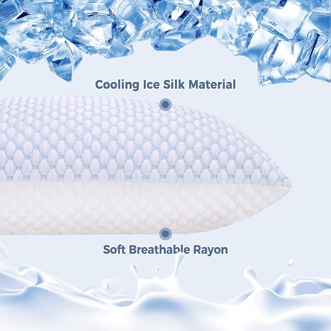 OSBED Shredded Memory Foam Pillows King Size 2 Pack | Neck pain relief, supportive, odorless, cooling pillow, adjustable, washable, CertiPUR-US hypoallergenic adult pillow