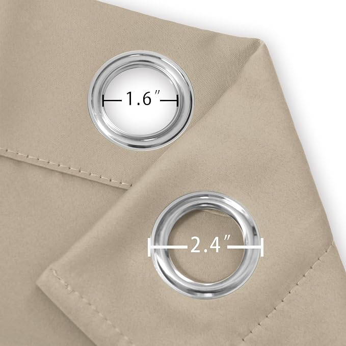 Khaki Thermal Blackout Curtains/42 x 95 Inch/Set of 2 Panels Room Darkening Curtains for Bedroom