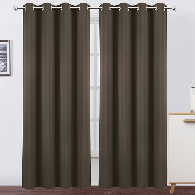 Blackout Curtains 66 x 84 inch/Chocolate Brown Curtains Set of 2 Panels/Thermal Insulated Room Darkening Bedroom Curtains