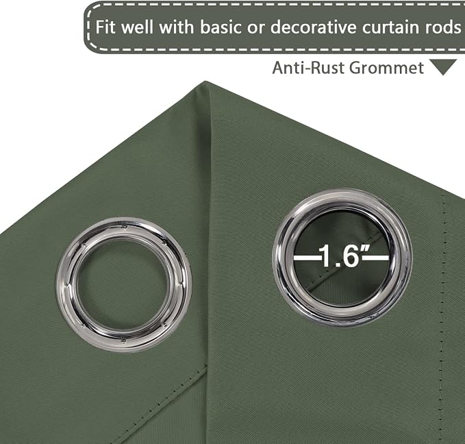 H.VERSAILTEX Blackout Patio Curtains 100 x 84 Inches for Sliding Door Extral Wide Blackout Curtain Panels Thermal Insulated Room Divider - Grommet Top, 7' Tall by 8.5' Wide - Bronze Green