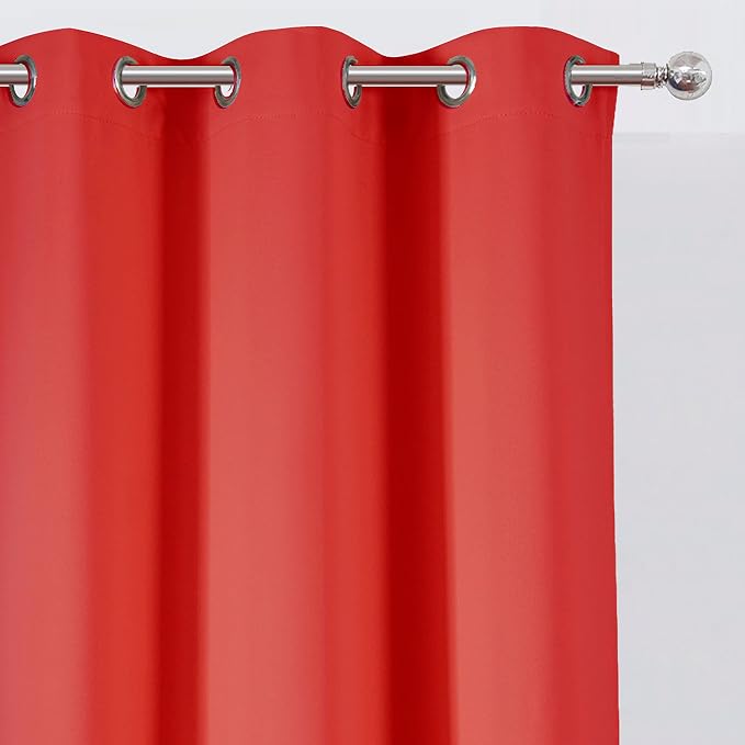 Blackout Curtains 38 x 54 inch/Bright Red Curtains Set of 2 Panels/Thermal Insulated Room Darkening Bedroom Curtains