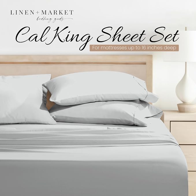 ienjoy Home Hotel Collection Luxury Soft Brushed Bed Sheet Set - Cal King - Light Gray