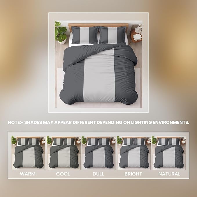 3 Pc Twin Size Duvet Cover Set- 100% Egyptian Cotton 600 TC Ultra Soft Premium Durable Comforter Cover Zipper Closure & Corner Ties (Dashing Grey, Twin/Twin XL 68" X 90")