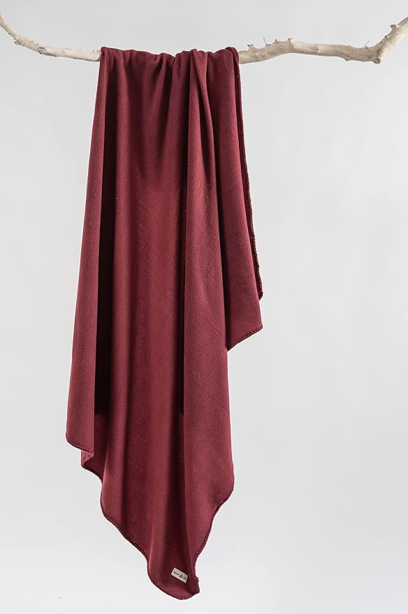 Fleece Throw Blanket Set Bulk for Travel Kids Outdoor Wedding Pet (Burgundy, Pack of 6 50x60 Inches)