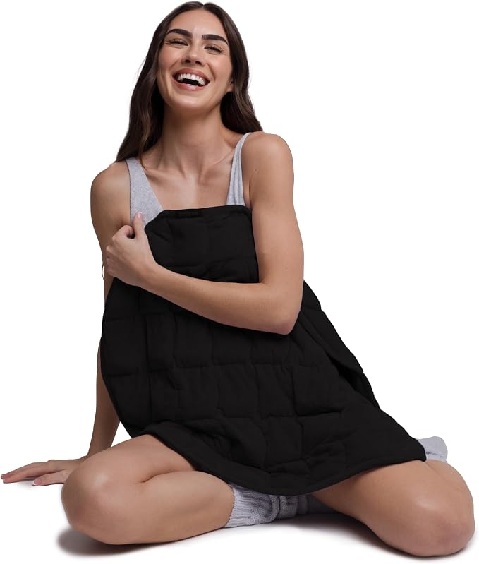 nodpod Body 6.5lb Patented Compact Weighted Blanket | Perfect for Relaxation, Lounging, Napping, Sleeping & Travel, Glass Bead Filled, Machine Washable, 29" x 24", Black Onyx