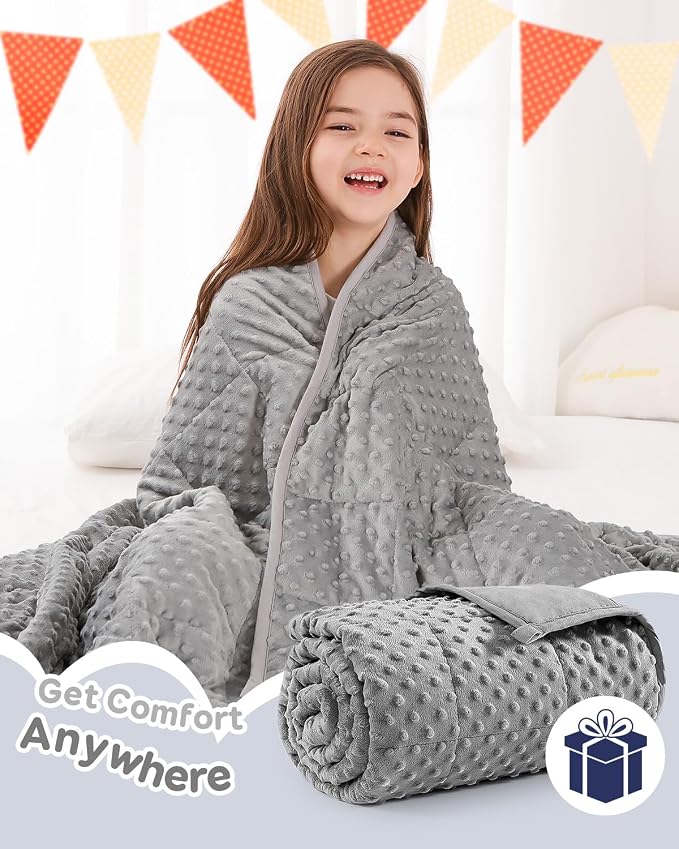 3lbs Weighted Blanket, Cooling Soft Minky Dot Heavy Blankets, 36"x48" | Gentle Hug-Like Comfort, Reversible Cooling & Cozy for All Seasons, 7-Layer for Even Weight Distribution, Machine Washable