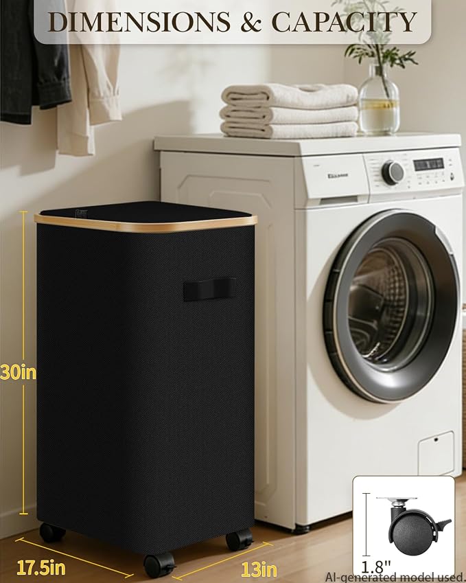 Laundry Basket with Wheels, 110L Large Rolling Laundry Hamper for Dorm | Clothes Hampers for Laundry with Inner Bag, Collapsible Dirty Clothes Hamper for Bedroom, Bathroom, Laundry Room