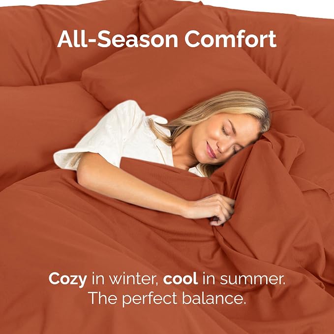 King Flat Sheet - Single Top Flat Sheet Only - Soft & Cooling - Terracotta | Hotel Luxury Top Flat Sheet Only, Ultra-Soft, Breathable & Cooling, Fade & Wrinkle Free, Easy-Care, Stain & Shrink Resistant