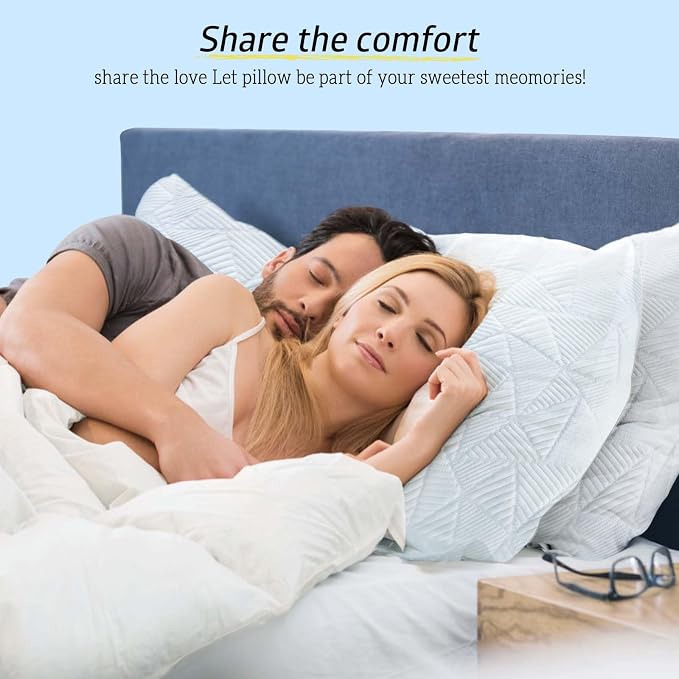 BETU Cooling King Size Pillows Set of 2, Shredded Memory Foam Cool Pillows for Hot Sleepers, Adjustable Firm Soft Support Bed Pillows Perfect for Back Neck Pain and Side Sleeping with Cover, White