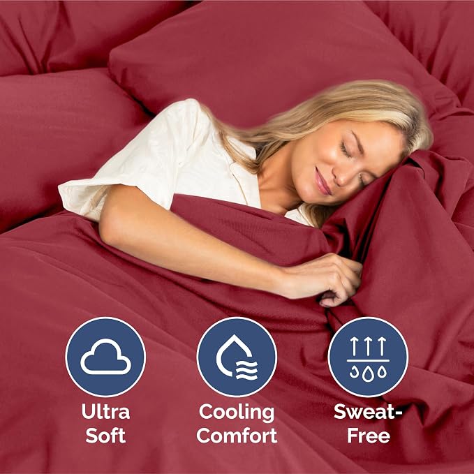 King Size 4 Piece Sheet Set - Ultra Soft & Cooling Sheets - Berry | Fits 8 Inch to 16 inch Mattress, Wrinkle Free & Fade Resistant with Deep Pockets, Breathable, Comfy Hotel Luxury Bedding