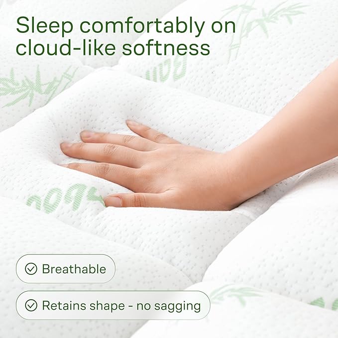Niagara Sleep Solution Ultra Soft & Cooling Mattress Topper - Twin Size | Rayon Derived from Bamboo, Pillow Top Mattress Pad, 20" Deep Pocket, Back Pain Relief, Perfect for Hot Sleepers, Green