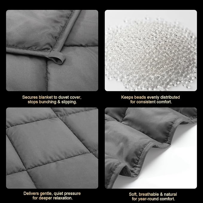 Smart Queen Machine Washable Weighted Blanket for Adults | Heavy Blankets for All-Season Sleeping, Cooling Soft & Breathable with Premium Glass Beads (60” x 80” with box｜20lbs)