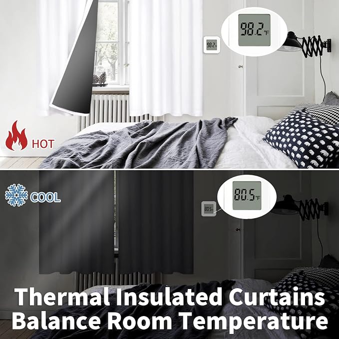 BGment White Blackout Curtains 63 Inch Long - 2 Panels | Black Out Curtains for Bedroom, Thermal Insulated, Grommet, Total Room Darkening, Window Drapes, 42 x 63 Inch